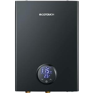 Electric Tankless Water Heater, ECOTOUCH 18kW on Demand Instant Water Heaters 240V, ETL Certificated Self-Modulation Point of Use Hot Water Heater Whole House ECO180B Black