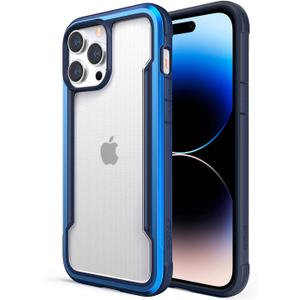 RAPTIC Shield for iPhone 14 Pro Case, Shockproof Protective Clear Case, Military Grade 10ft Drop Tested, Durable Aluminum Frame, Anti-Yellowing Technology, 6.1 inch, Marine Blue