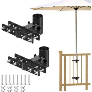 Balcony Umbrella Stand Outdoor Base,Heavy Duty Adjustable Metal Deck Patio Umbrella Holder Mount Clamp for Fence, Railing, Deck