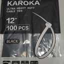 Zip Ties 12 inch Heavy Duty Zip Ties with 120 Pounds Tensile Strength, Black Cable Ties, 100 Pieces,by Karoka