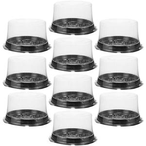 NUOBESTY 10pcs Disposable Clear Plastic Cake Boxes - Round Cake Carriers & Display Containers, 6inch