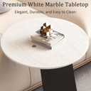 Modern C-Shaped End Table, Tempered Glass Tabletop Couch Side Table, Black Round C Table for Living Room, Bedroom, or Sofa Side Stylish Accent Table (White), 19.6 inches x 19.6 inches x 25.5 inches