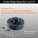 Heavy Duty 10" x 2-1/4" Trailer Brake Hub Drum, 5 on 4.5" for 3500 Lbs Axle | Direct Replacement for 008-247-05, 84546 | Precision-Fit 5 on 4.5" Bolt Pattern | Durable Chrome Steel & Anti-Rust Coating