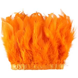 2 Yards Natural Turkey Feathers Trim Sewing Fringe Fashion Dress Sewing 4-6inch for DIY Handicrafts Costumes Decoration,Orange