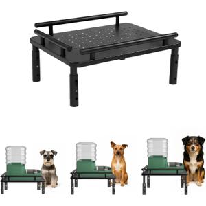 Dog Water Dispenser Stand, Metal Raised Holder for Pet Automatic Feeders, Height Adjustable Elevated Stand for Pet Feeders, Suitable for Cats, Small & Medium Dogs [Stand Only] (13.8"  8.1", Black (Basic))