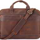 Full Grain Leather Briefcase for Men, Business Messenger Bag Laptop Bag Attache Case, Fits 15.6 Inch Laptop
