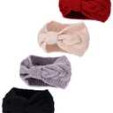 Pangda 4 Pieces Winter Headbands for Women Knit Cable Ear Warmers Muffs Headband Winter Thick Crochet Head Wrap for Ear Covers Cold Weather Christmas Accessories Gift Stocking Stuffers