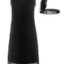 JerrisApparel Girls Tassel Latin Dance Dress Fringe Flapper Costume Dress With Headband ( M, 7-9 Years, Black)