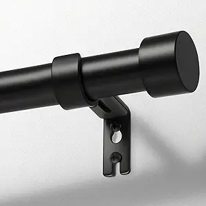 Zeerobee Curtain Rods for Windows 48 to 84, Black Curtain Rod, Adjustable 1 Inch Heavy Duty Outdoor/Indoor Modern Drapery Pole, 32"86"