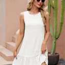 Naggoo Summer Dresses for Women 2025 Flowy Tank Dress Sundresses Swimsuit Coverup White (M)