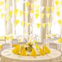 32Ft Yellow Party Decorations Yellow White Pennant Banner Fabric Triangle Flag Bunting Garland for Lemon Bee Sunflower Birthday Baby Shower Anniversary Wedding Party Home Outdoor Garden Decorations