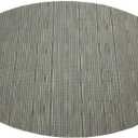 Placemats,Red-A Imitation Bamboo Oval Woven Vinyl Heat Resistant Placemats Washable Table Mats for Kitchen Table Set of 6,Silver Gray