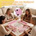 Pink Wooden Mahjong Racks with Pushers 19.68 Inch, 19.68 x 2.55 x 1.06 inches