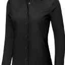 Ruisin Super Soft Wrinkle Free Button Down Shirts for Women Solid Long Sleeve Striped Formal Work Dress Blouses Tops (Black, XL)