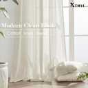 Linen Cotton Farmhouse Curtains for Living Room, Cream Off White Natural Fabric Semi Sheer Curtains 84 Inches Long, Neutral Ivory Boho Pleated Bedroom Bay Window Curtain Drapes 84 Length 2 Panels Set