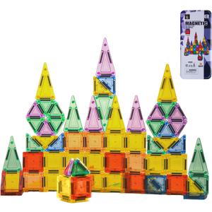 70PCS Mini Magnetic Tiles, Portable Magnetic Toys Travel Set, Construction STEM Learning and Playing Toys for Kids, Montessori Toy for Preschool Boys Girls