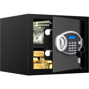 1.2 Cuft Safe Box Fireproof Waterproof for Home, Fire proof Safes with Digital Keypad, Spare Keys and Removable Shelf, Security Fire Safe for Money Firearms Medicine Valuables
