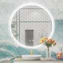 30 Inch Round LED Mirror for Bathroom, Front Light & Backlit, Adjustable Brightness, Anti-Fog, Memory, CRI 90+, Frameless Round Vanity Mirror with Lights