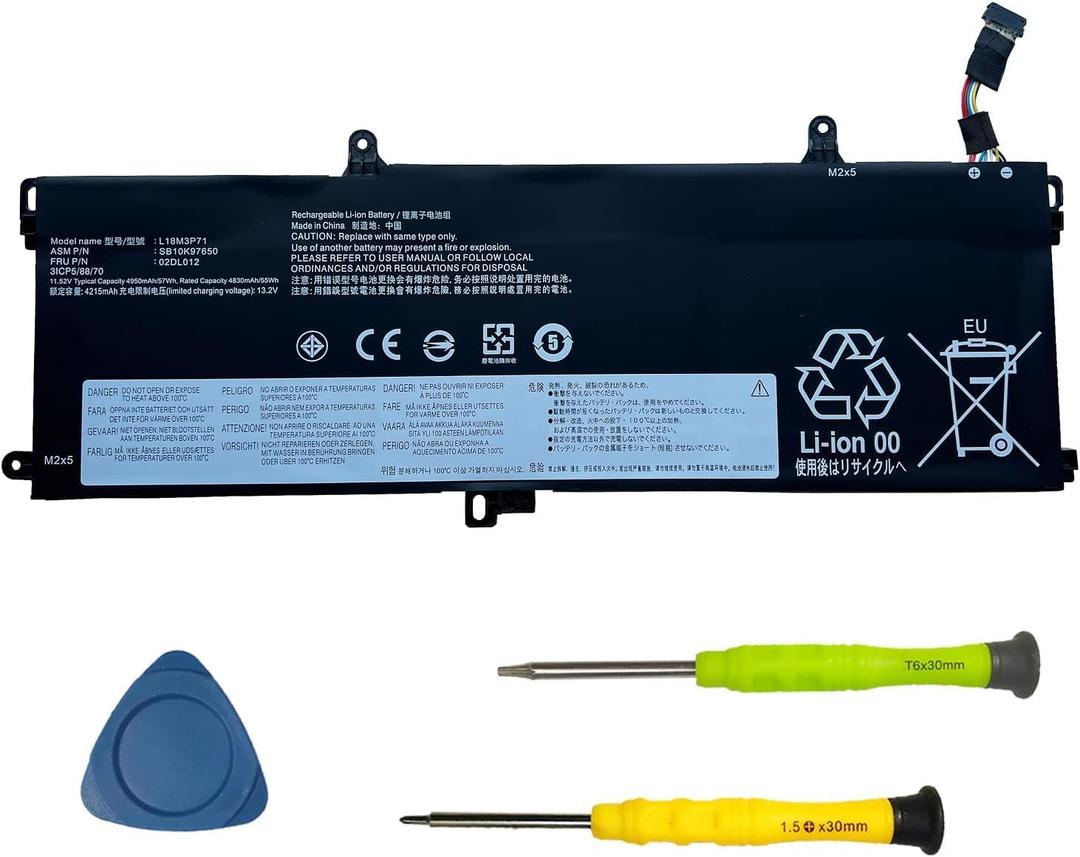 L18M3P71 SB10K97650 02LD012 11.52V 57Wh 4950mAh Laptop Battery Replacement for Lenovo ThinkPad T590s Series Notebook 02DL011 5B10W13913 5B10W13914