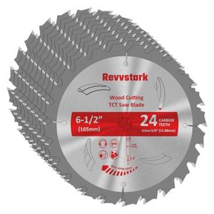 10 Pack Circular Saw Blade 6-1/2" 24T with 5/8" Arbor, Carbide Tipped Teeth, TCT Saw Blades for Cutting Various Wood, Plastic and Composite Materials, Fit Dewalt Craftsman Ryobi Milwaukee