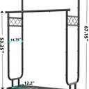 Ekisemio Heavy Duty Clothes Rack, Rolling Clothing Rack With Shelves Load 450 LBS, Double Rod Clothing Racks with Wheels for Hanging Clothes, Black