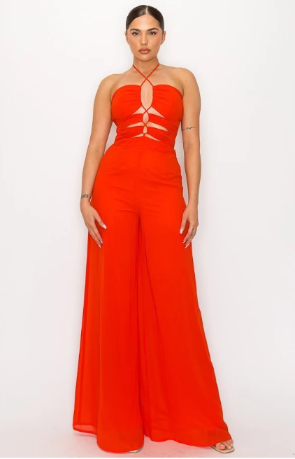 FASHIONNOVA, Jumpsuit tomato cross neckline, size S