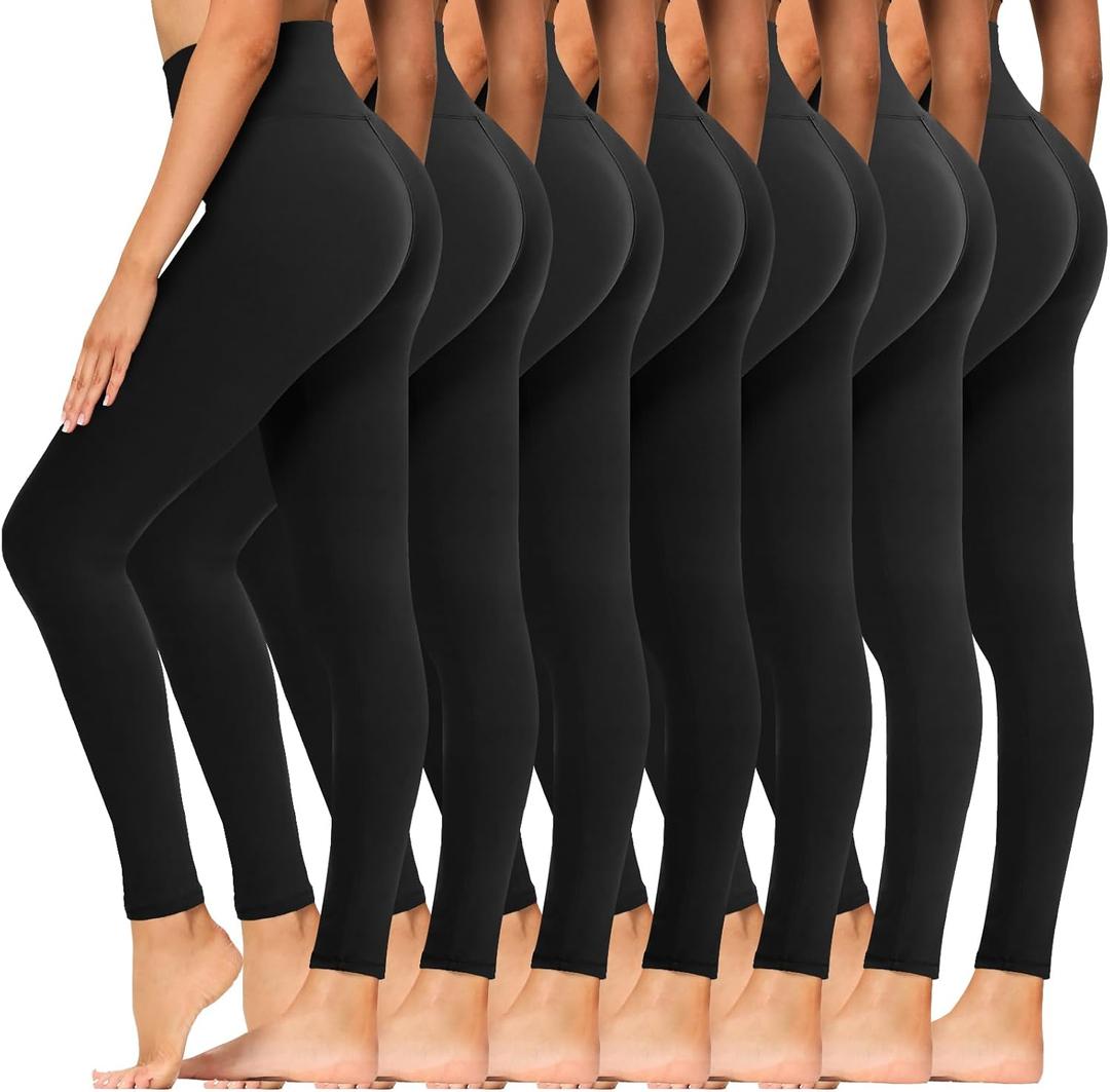 Syrinx 7 Pack Leggings for Women - High Waisted Tummy Control Soft Yoga Pants for Workout Running, S-M