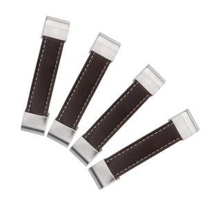 Brosay Leather Cabinet Drawer Pulls Furniture Pull Handles for Dresser Drawers Kitchen Cupboards Wardrobe 4 Pcs (Black, 96mm)