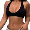 SOLY HUX Women's Sleeveless Micro Crop Tops Backless Scoop Neck Tight Fitted Sexy Tank Tops (Black, S)