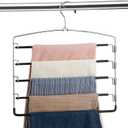 FeeraHozer Pants Hangers Non Slip 6 Pack Space Saving Hangers Multi-Layer Swing Arm Pants Hanger Stainless Steel Space Saver Hanger for Jeans Scarf Trouser Towel Clothes (Black)