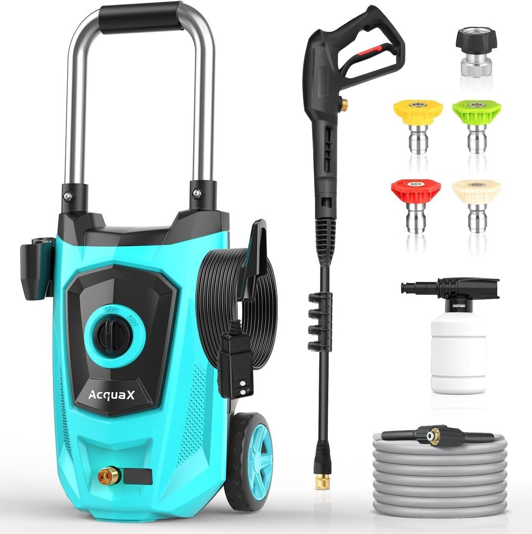 Electric Pressure Washer, 3900 PSI 2.5 GPM Power Washer with 4 Quick Connect Nozzles and Foam Cannon, High Pressure Cleaning Machine with Upgraded Hose for Cars/Patios/Diverway/Fences