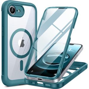 Miracase Magnetic for iPhone 16e Case Full-Body Phone with Built-in Glass Screen Protector, [Compatible with MagSafe] Military Drop Proof 16E Cover Bumper 6.1 inch, Green