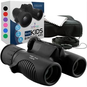Think Peak Black Binoculars Science Toy for Kids Ages 4-8 Years - Real Compact Outdoor Adventure & STEM Educational Nature Hiking Explorer for Bird Watching, Camping Childrens Birthday Gift