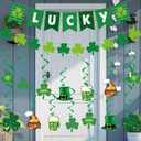 St Patricks Day Banner Decor, Large Saint Patricks Day Shamrock Photography Backdrop, Hanging Irish Decor for Home Wall Indoor Outdoor Decor Party Supplies