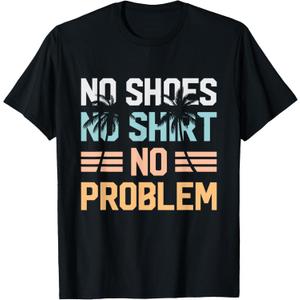 No Shoes Shirt No Problem Tshirt Coconut Tree Country Music T-Shirt (Small, Black)