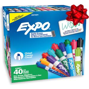 EXPO Dry Erase Markers, Low Odor Ink, Assorted Fashion Colors, Chisel Tip, 40 Count - Whiteboard, Essential Supplies for Office, School, Classroom, Teachers