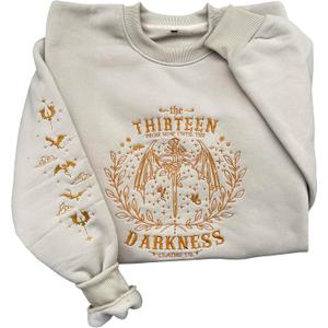 Embroidered Book Lovers Sweatshirt, Throne The Thirteen of Glass Sweatshirts, Tog merch, Throne O G merchandise (Sand)