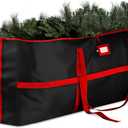 ZOBER Wide Christmas Tree Storage Bag - Maximum Accessibility - Fits 9 Ft Trees - 600D Oxford Fabric Christmas Tree Bag For Storage Box For Xmas - Strong, Durable Straps & Handles - Card Slot - Red