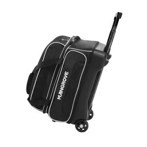 Mangrove 2 Ball Bowling Bag with Wheels, Double Bowling Bags 2 Ball Roller w/Separate Compartment for Bowling Shoes (Up To US Mens Size 15), Accessory Pocket & Retractable Handle Extends To 40"