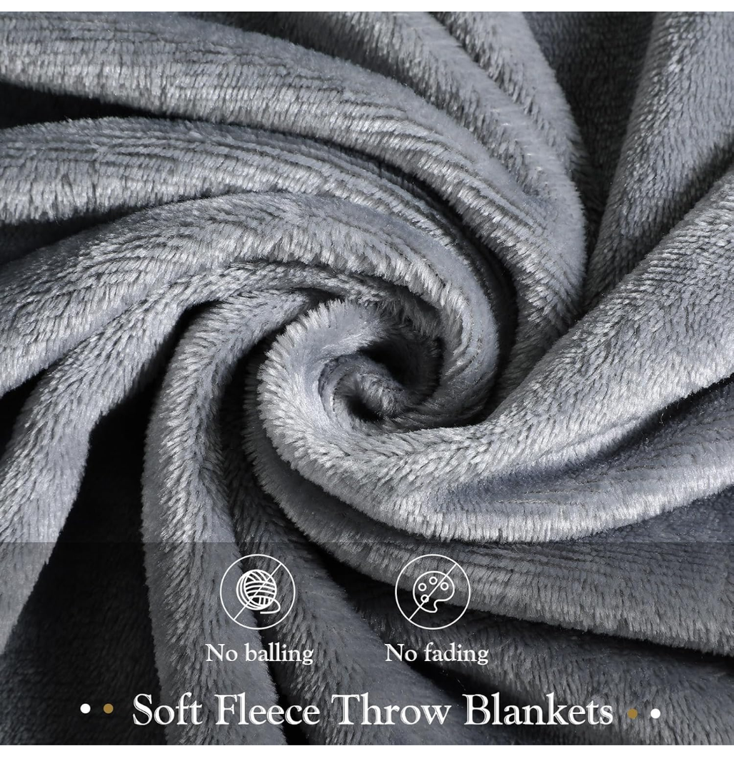 Peryiter 4 Pcs Fleece Throw Blanket Bulk 50'' x 60'' Cozy Throw Blankets for Homeless Women Men Sofa Plush Soft and Breathable Lightweight Blankets for Couch Bed Office Homes (Dark)