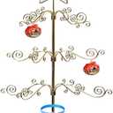 HOHIYA Rotating Ornament Display Tree Stand 24 Inch Metal Wire Hook Hanger for Hanging Christmas Balls Halloween Ornaments Craft Display Easter Decorations Tabletop Taiwan Made Brass Gold