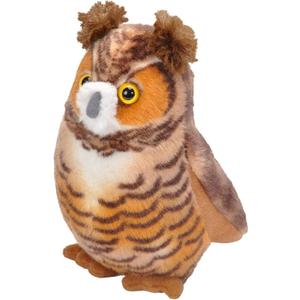 Wild Republic Audubon Birds Great Horned Owl with Authentic Bird Sound, Stuffed Animal, Bird Toys for Kids and Birders