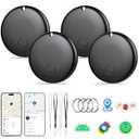 2025 Air Tracker Tags-4 Pack Item Locator for Android & iOS Bluetooth Tracker,Key Finders,Smart Tags Work with Apple Find My & Google's Find Hub (Black, for Android & iOS for iOS (4 Pack)
