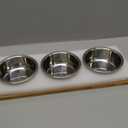 Elevated Cat Bowls with 3 Stainless Steel Bowls | 10 Tilted Anti-Vomiting Raised Cat Food Bowl for Small Cats and Puppies Pet Bowl with Stand (Bamboo)