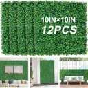Grass Wall Panels 10" X 10" (12Pcs) Greenery Backdrop, Artificial Green Grass Backdrop Boxwood Panels, Greenery Wall Decor Indoor, Privacy Hedge Screen for Outdoor Garden, Patio Decor