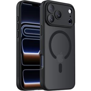 Symcele Designed for iPhone 17 Pro Case, Compatible with MagSafe, [Camera Protection] [15FT Military Drop Protection] Shockproof Translucent Matte Anti-Slip Phone Case, 6.3", Black