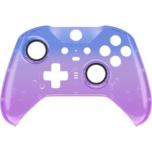 eXtremeRate Gradient Translucent Bluebell Front Housing Shell Case Replacement Kit for Xbox One Elite Series 2, Xbox Elite 2 Core Controller Model 1797 - Thumbstick Accent Rings Included