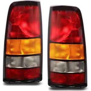 Tail Lights Compatible With 1999-2002 Chevy Silverado 1999-2006 GMC Sierra 1500 2500 3500 1500 HD 2500HD Driver and Passenger Side Taillights Rear Lamp without Bulb (Black Border)