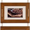DLQuarts 5x7 Hanging Collage Picture Frames Wall Decor, 4-Opening 5x7 Matted to 3.5x5 Photo Rustic Wood Frame with Hemp Rope, 1 Pack, Dark Walnut