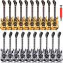 20 Pcs Inflatable Guitars 21 Inch Small Blow up Guitar with Inflator Gold and Silver Rock Instrument for Kids Birthday Rock and Roll Party Decorations Photo Booth Props,  Gold and Silver, 21 Inch, 20